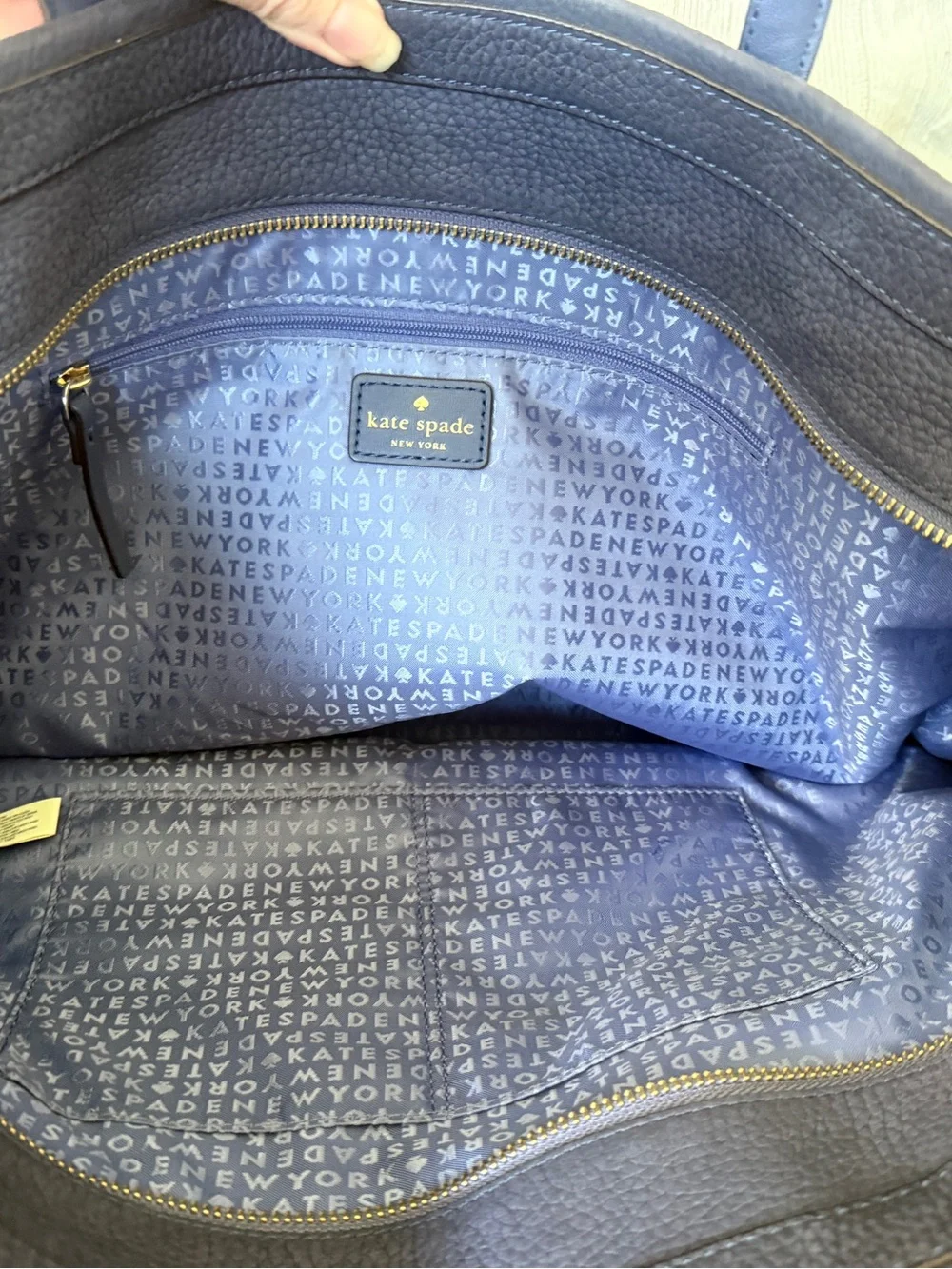 NWOT KATE SPADE BLUE LG TOTE Brandice Pratt Street Tassels ZIP BAG  Blue Leather